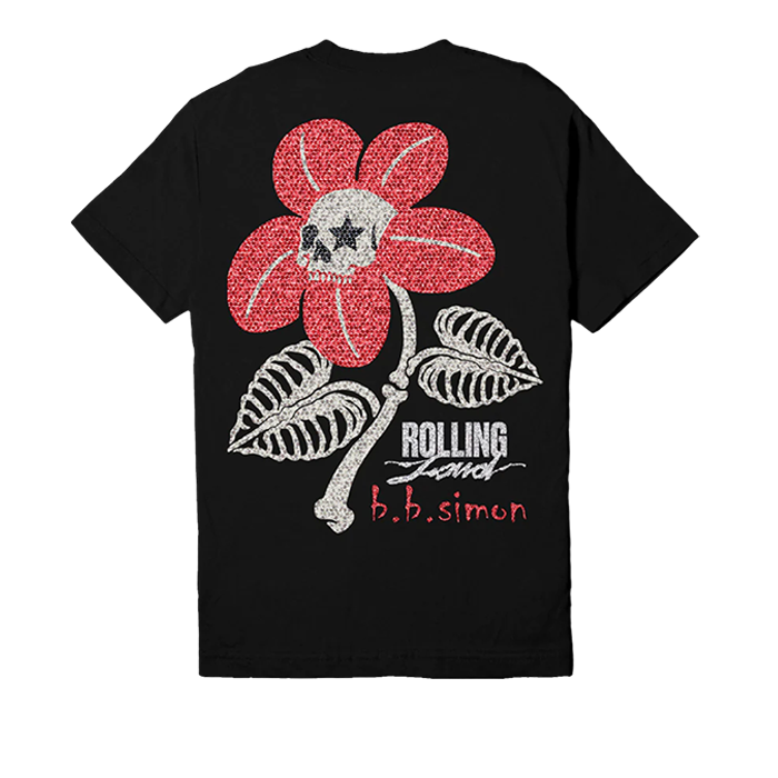 RL &amp; BB Simon Swarovski Crystal Black Flower T-Shirt