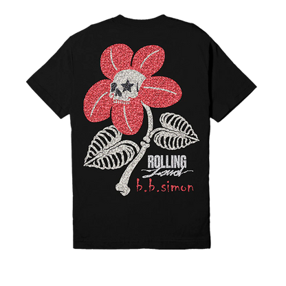 RL &amp; BB Simon Swarovski Crystal Black Flower T-Shirt