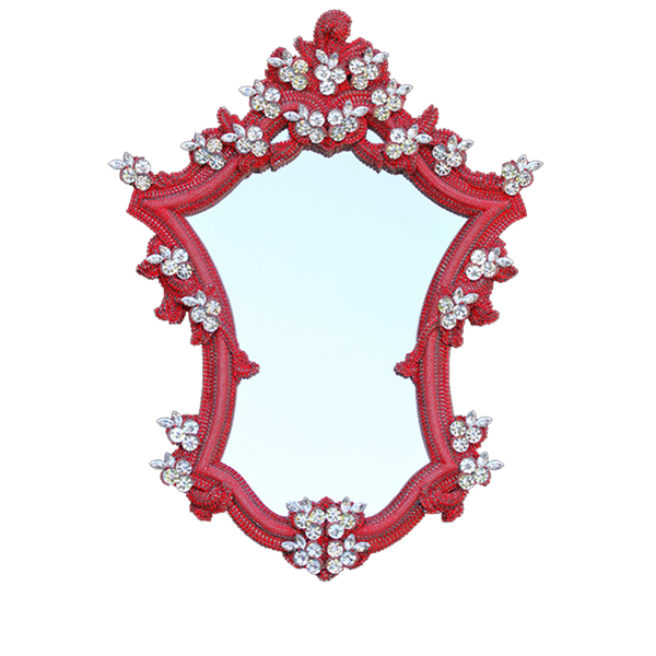 M-200-LT.SIAM-CLEAR BB Simon Red Jeweled Ornate Mirror