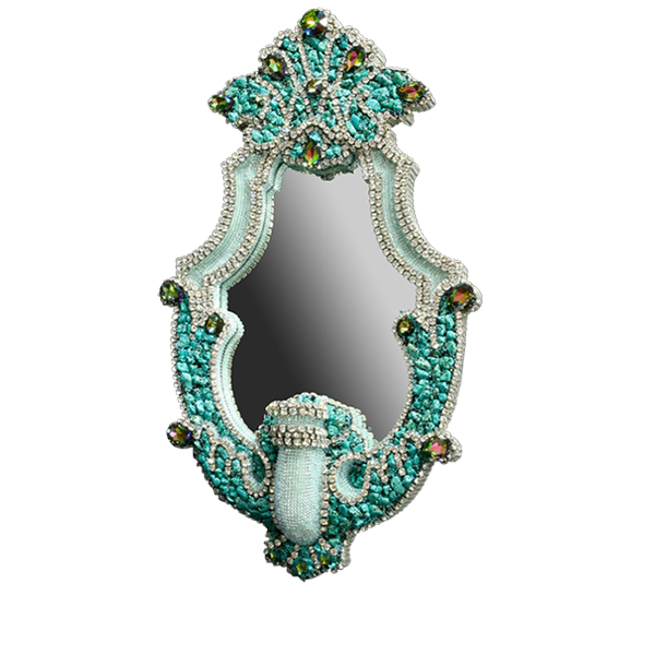 M-208 BB Simon Clear Turquoise Jeweled Mirror