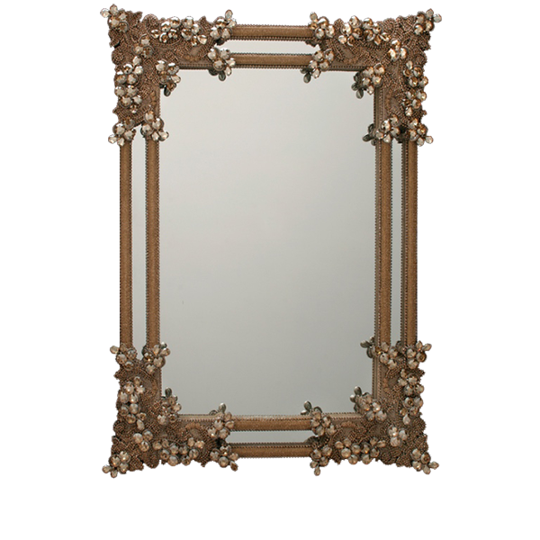 M-401-GOLD BB Simon Delicate Jeweled Gold Wall Mirror