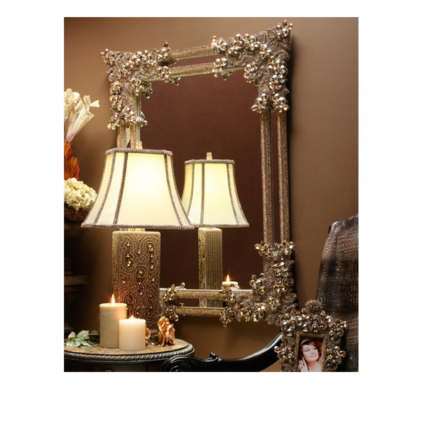 M-401-GOLD BB Simon Delicate Jeweled Gold Wall Mirror